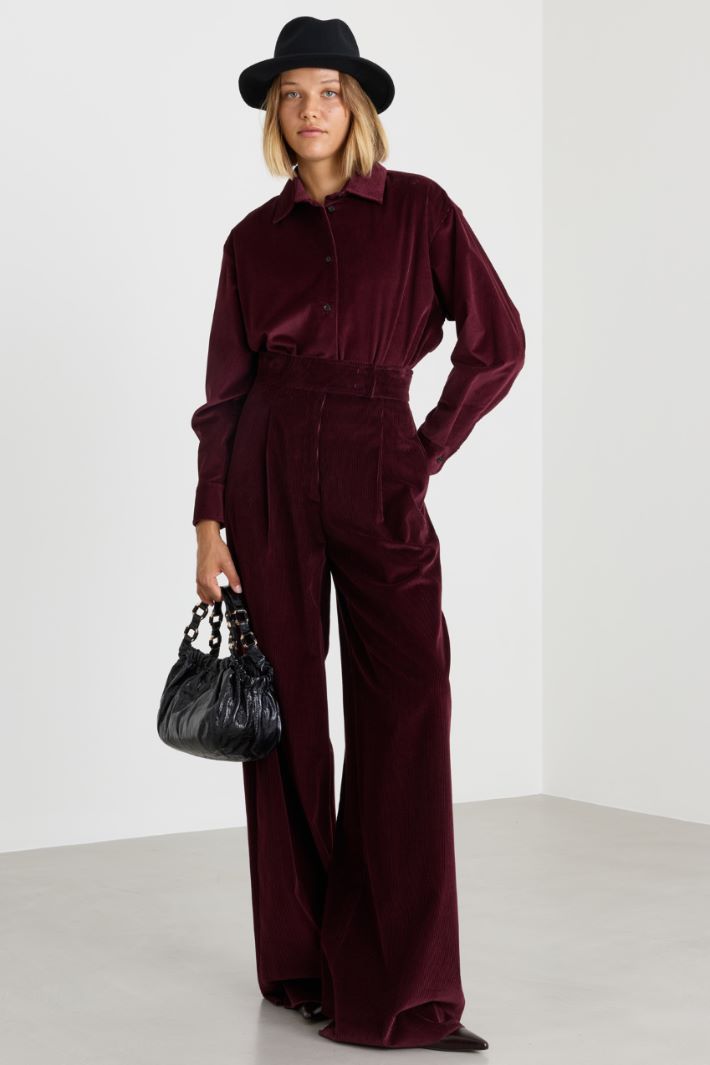 Body a camicia in velluto - BORDEAUX - Intrend