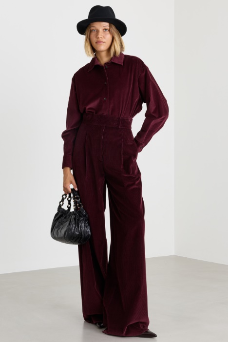Body a camicia in velluto - Intrend