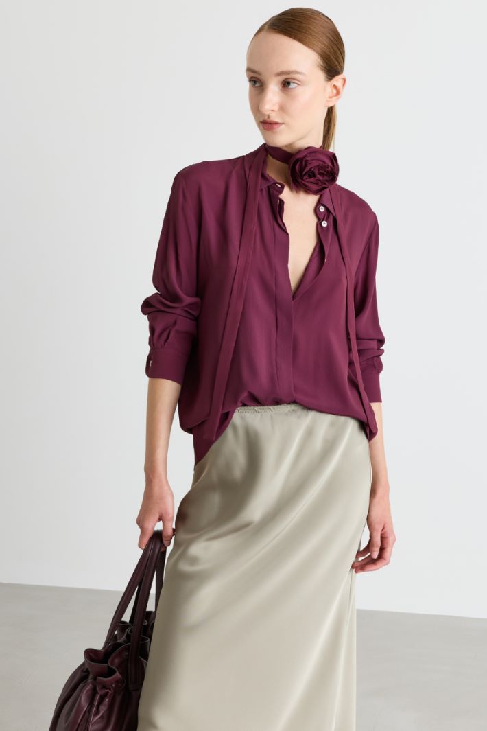 Blusa ampia in crepe - BORDEAUX - Intrend - 2