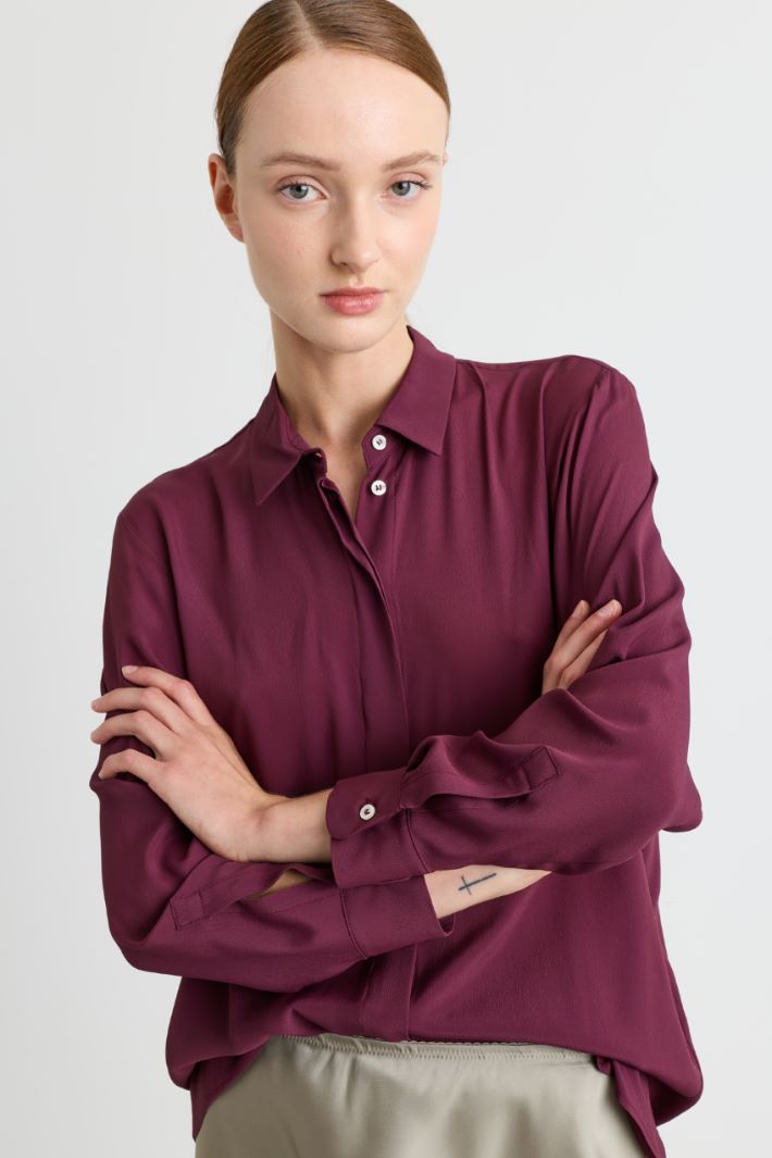 Blusa ampia in crepe - BORDEAUX - Intrend - 3