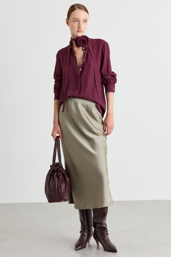 Blusa ampia in crepe - BORDEAUX - Intrend