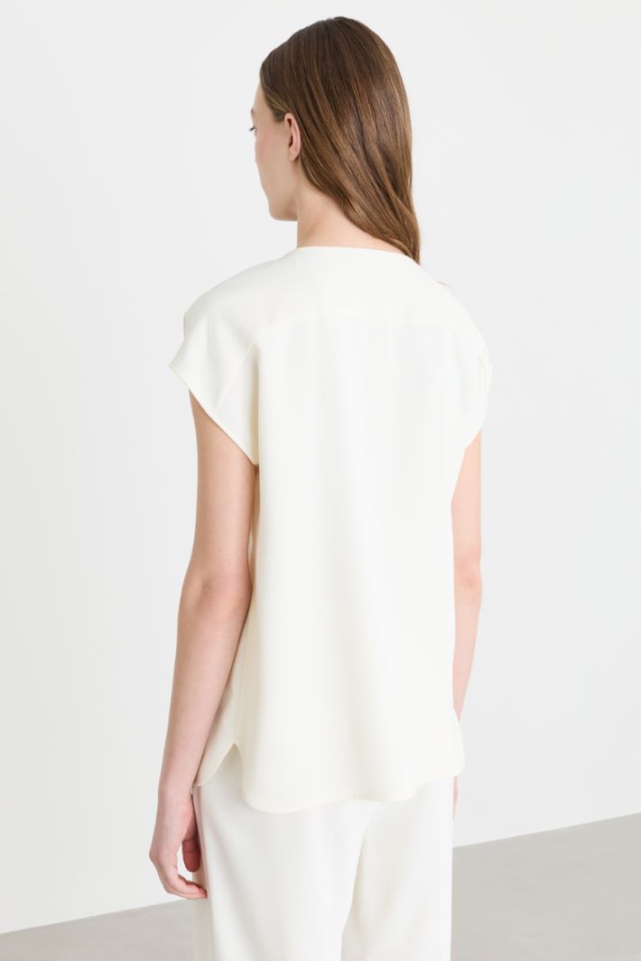 V-neck blouse - WHITE - Intrend - 4