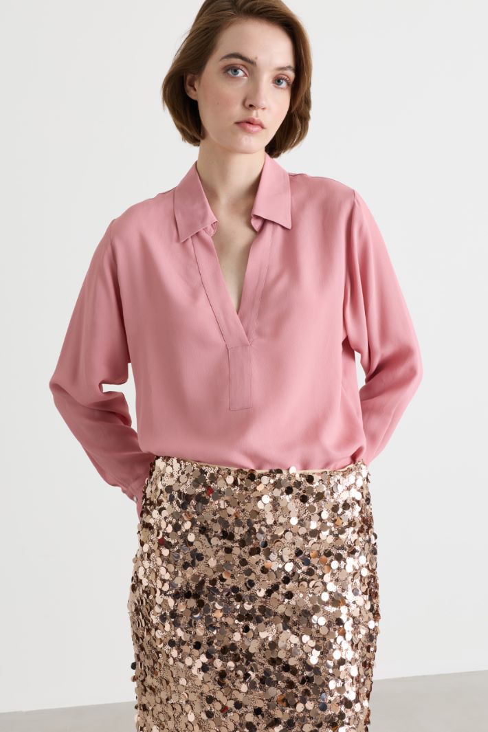 Blusa in raso opaco - ROSA - Intrend - 2