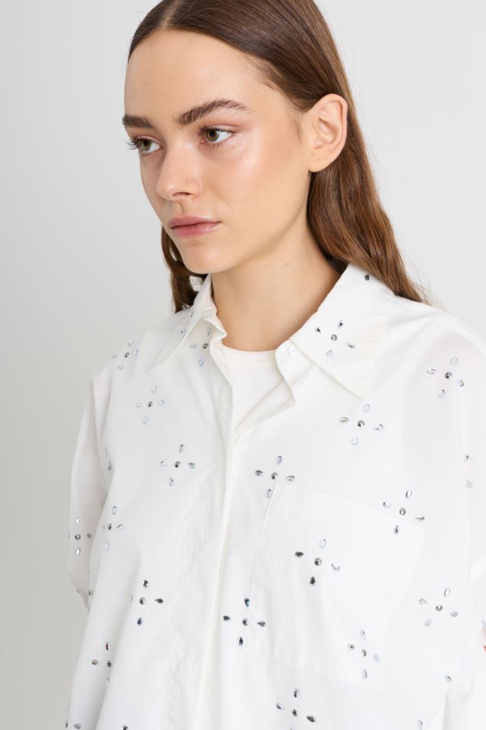 Camicia oversize con strass - BIANCO - Intrend - 3