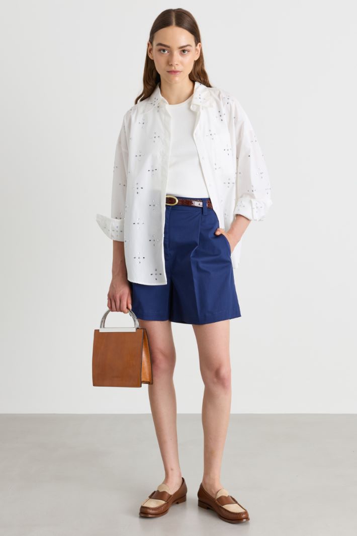 Camicia oversize con strass - BIANCO - Intrend