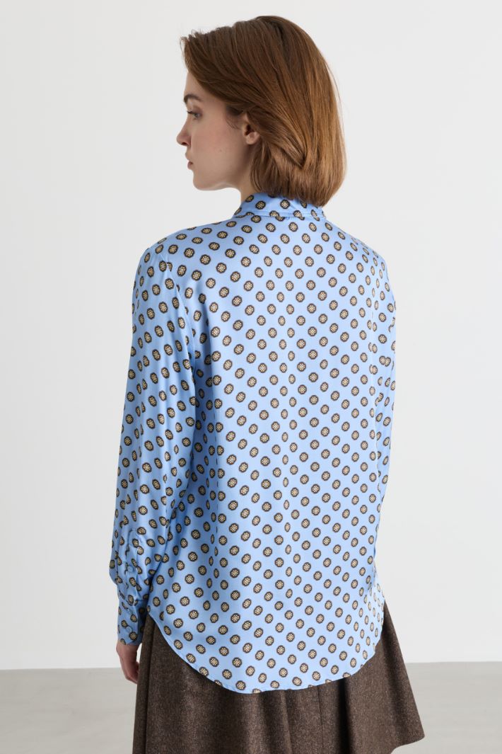 Blusa in raso stampato - AZZURRO - Intrend - 4