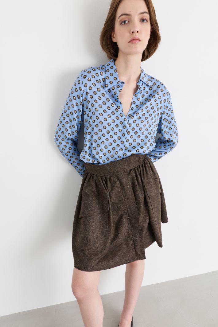 Blusa in raso stampato - AZZURRO - Intrend - 2