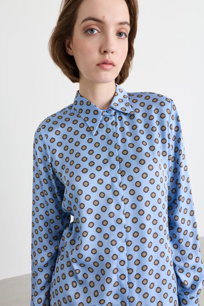 Blusa in raso stampato - AZZURRO - Intrend - 3