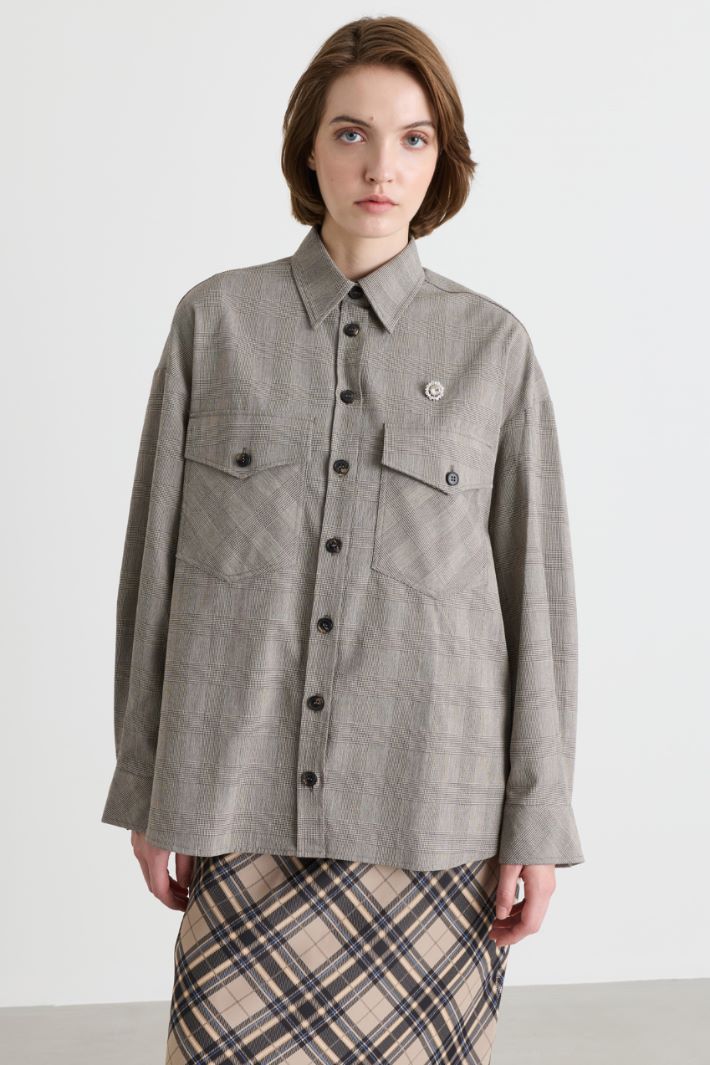 Camicia in principe di Galles - GRIGIO - Intrend - 2