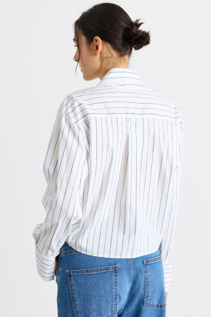 Tie-Front Shirt - WHITE BLUR GREEN - Intrend - 4