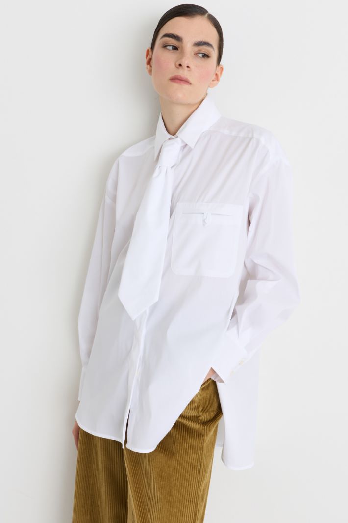 Camicia in popeline con cravatta - BIANCO - Intrend - 2