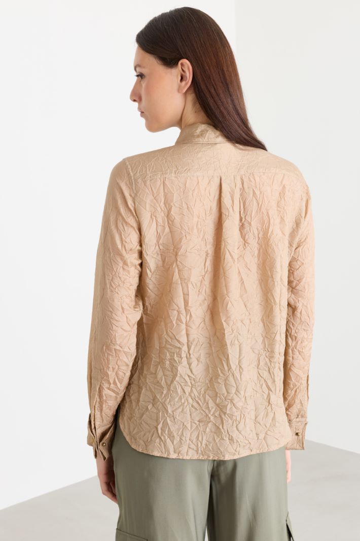 Camicia in tela effetto stropicciato - BEIGE - Intrend - 4