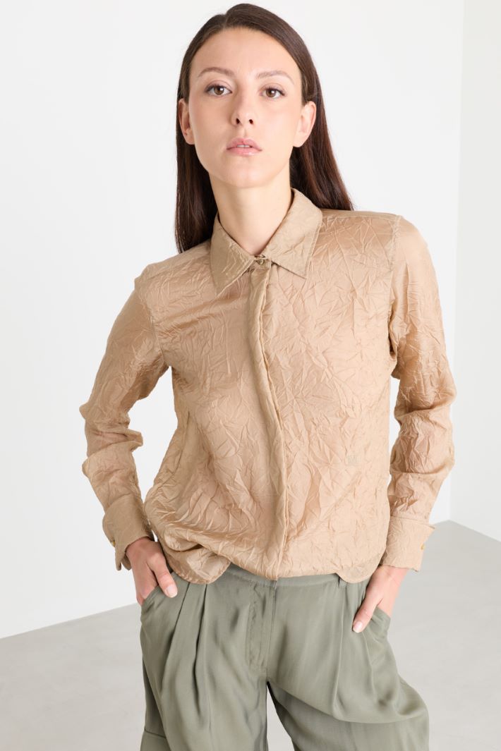 Camicia in tela effetto stropicciato - BEIGE - Intrend - 2