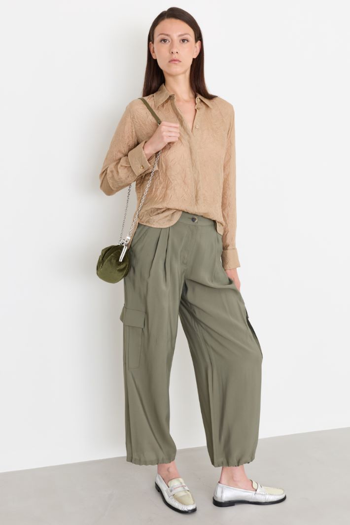 Camicia in tela effetto stropicciato - BEIGE - Intrend