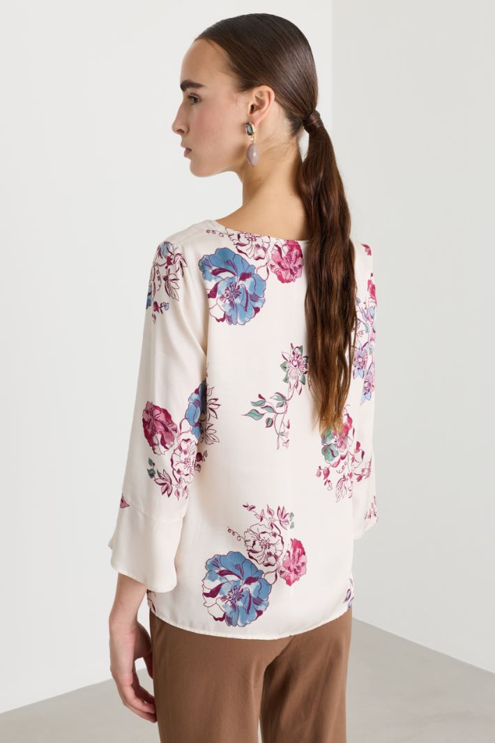 Printed Twill Blouse - WHITE - Intrend - 4