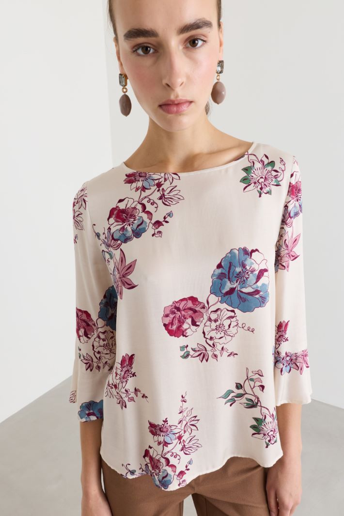 Printed Twill Blouse - WHITE - Intrend - 3