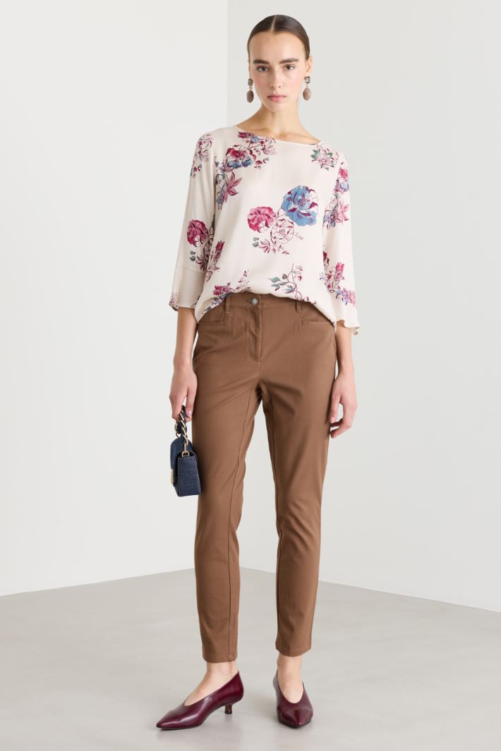 Printed Twill Blouse - WHITE - Intrend