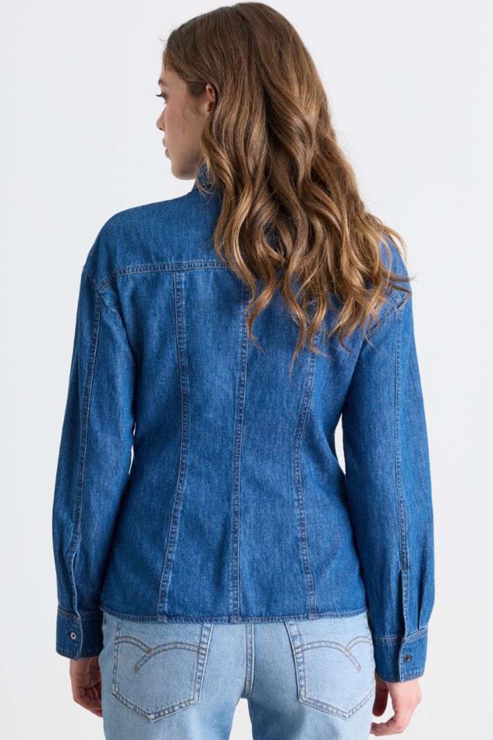 Camicia aderente in jeans - BLU - Intrend - 4