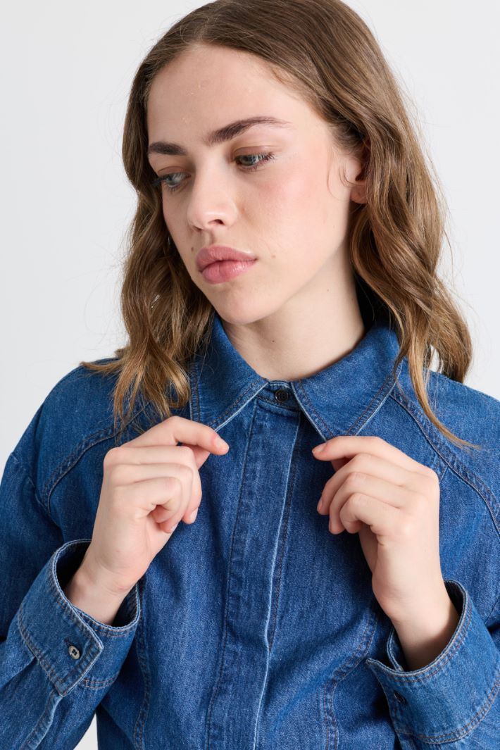 Camicia aderente in jeans - BLU - Intrend - 3
