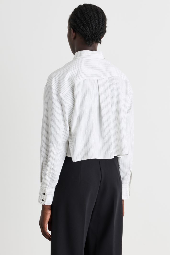 Cropped Shirt with Tie - WHITE - Intrend - 4