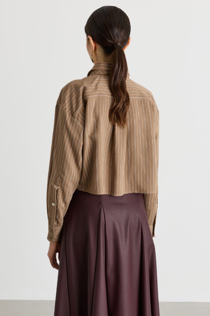 Cropped Shirt with Tie - CAMEL - Intrend - 4