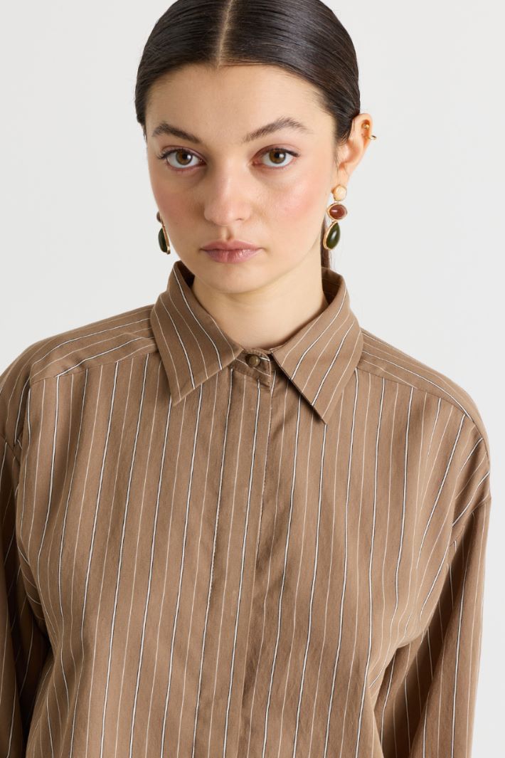 Cropped Shirt with Tie - CAMEL - Intrend - 3
