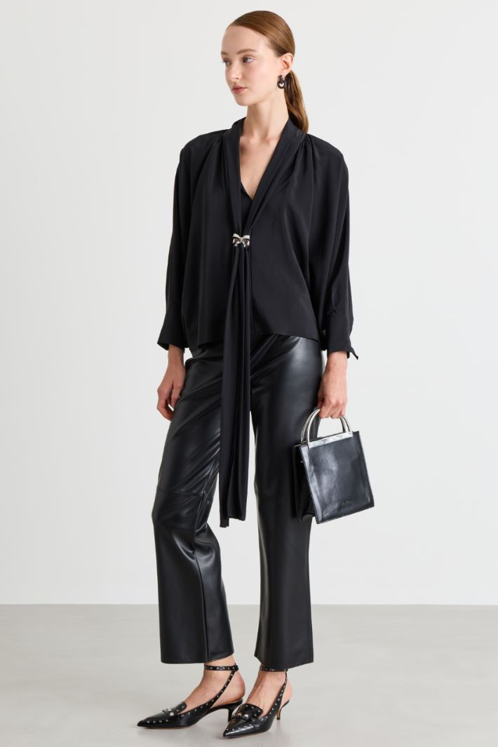 Blusa ampia in pura seta - NERO - Intrend