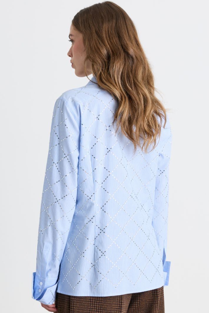 Camicia slim con strass - AZZURRO - Intrend - 4