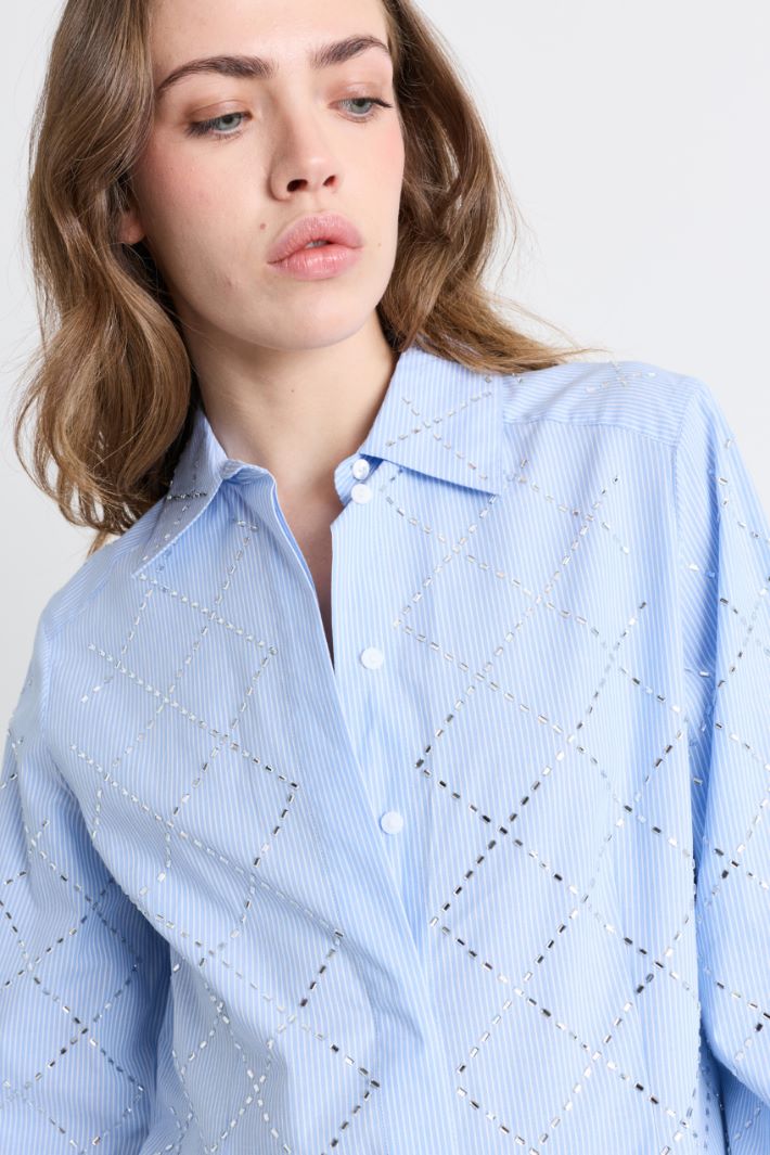 Camicia slim con strass - AZZURRO - Intrend - 3