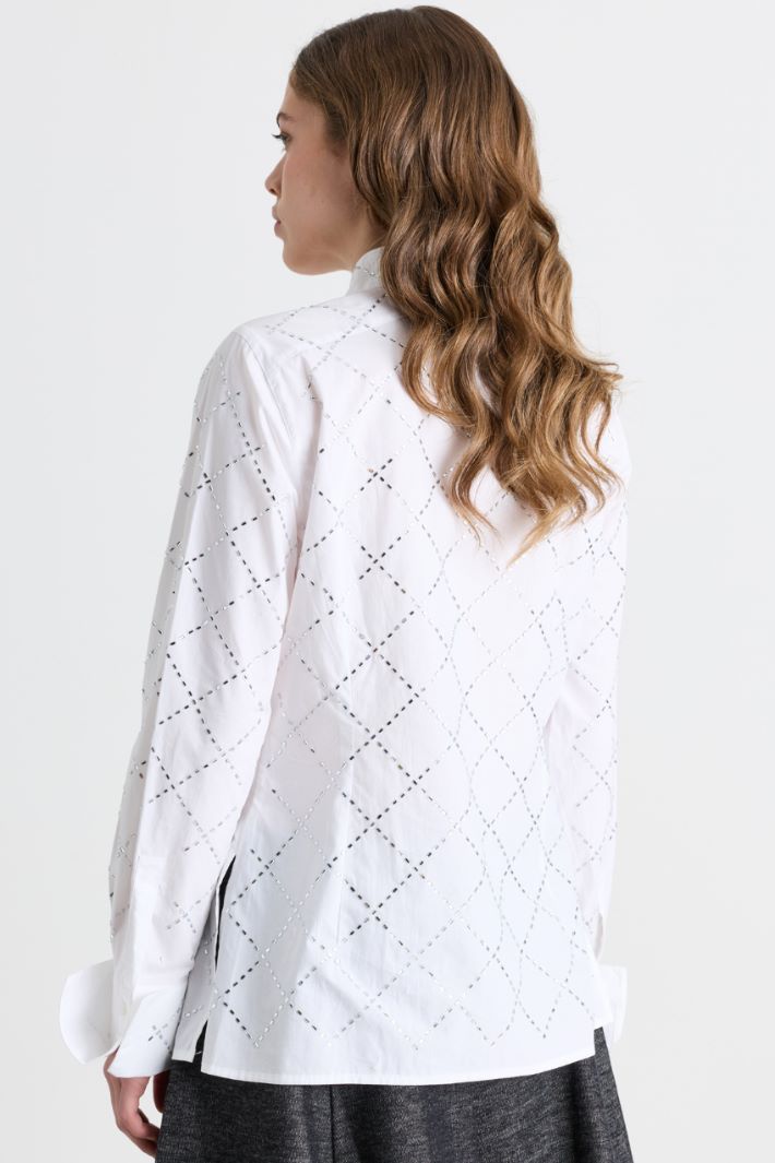 Camicia slim con strass - BIANCO  - Intrend - 4