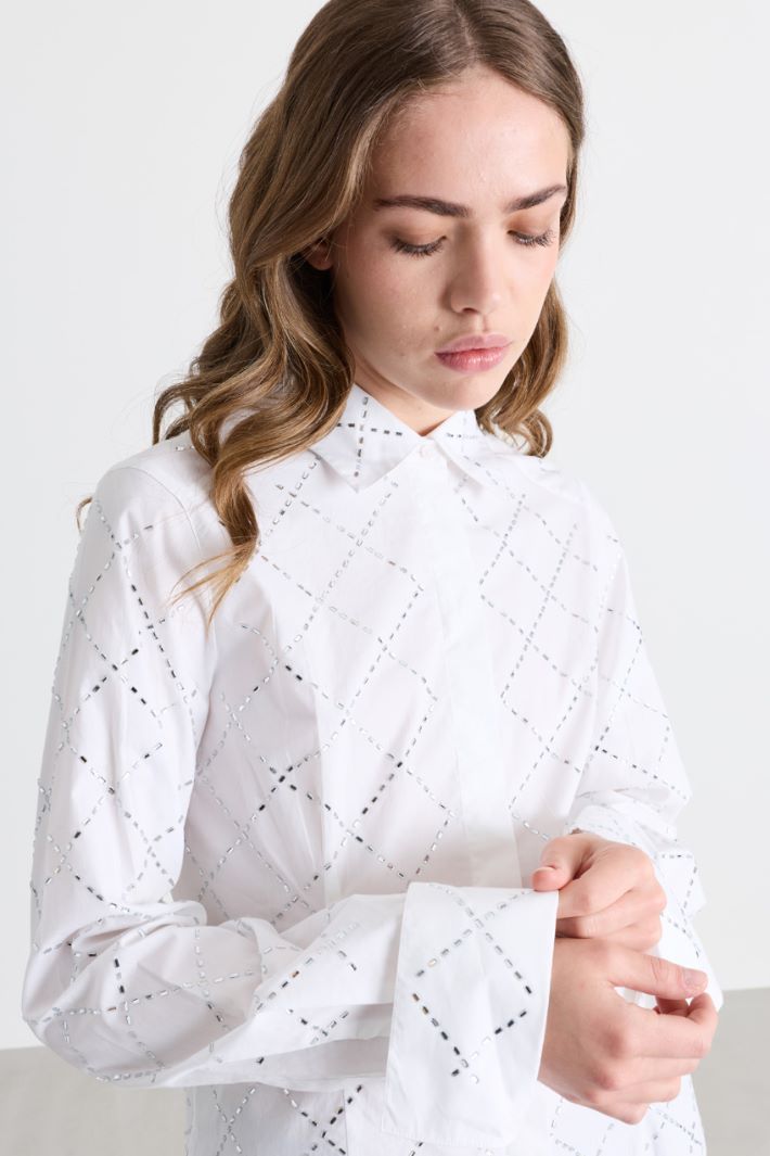 Camicia slim con strass - BIANCO  - Intrend - 3