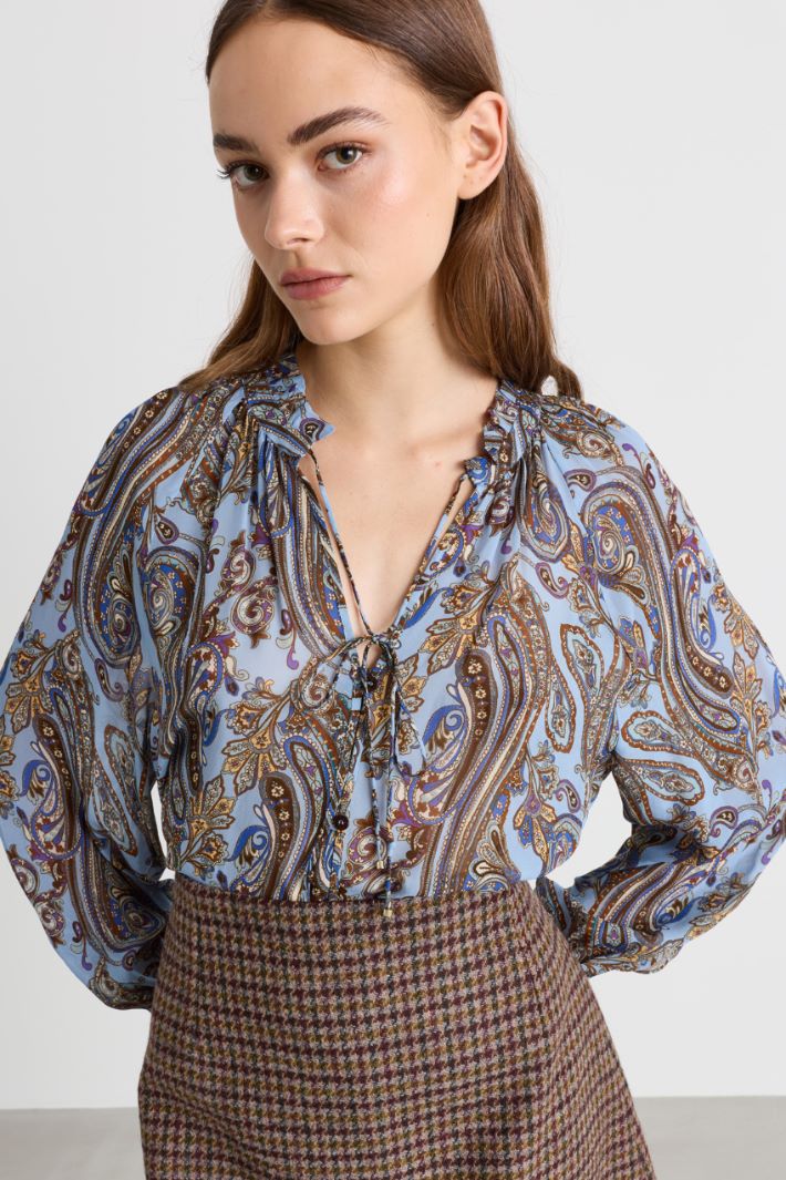 Blusa morbida in georgette - AZZURRO - Intrend - 3