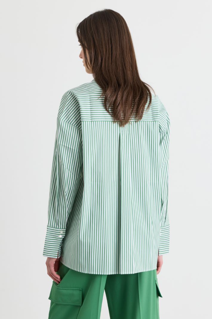 Camicia oversize in popeline - VERDE BIANCO - Intrend - 4