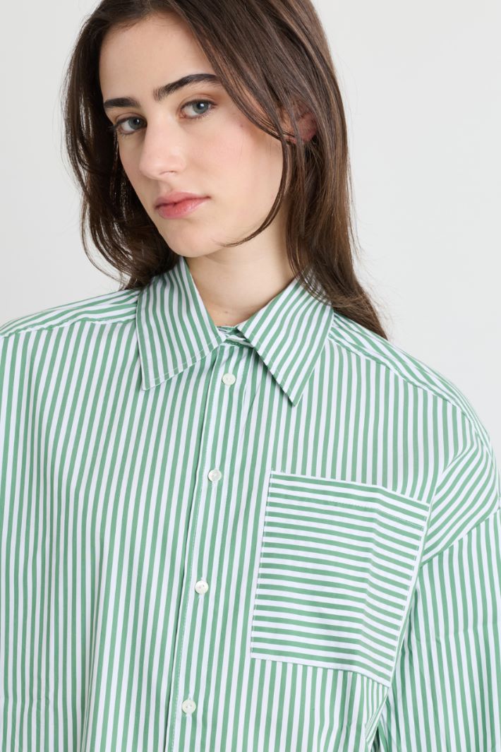 Camicia oversize in popeline - VERDE BIANCO - Intrend - 3