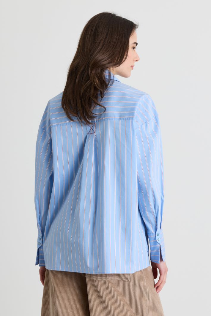 Camicia oversize in popeline - AZZURRO BIANCO ROSA - Intrend - 4