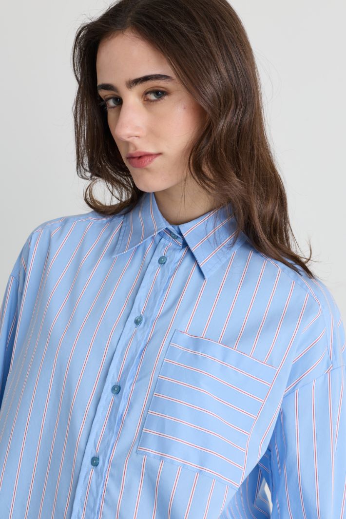 Camicia oversize in popeline - AZZURRO BIANCO ROSA - Intrend - 3
