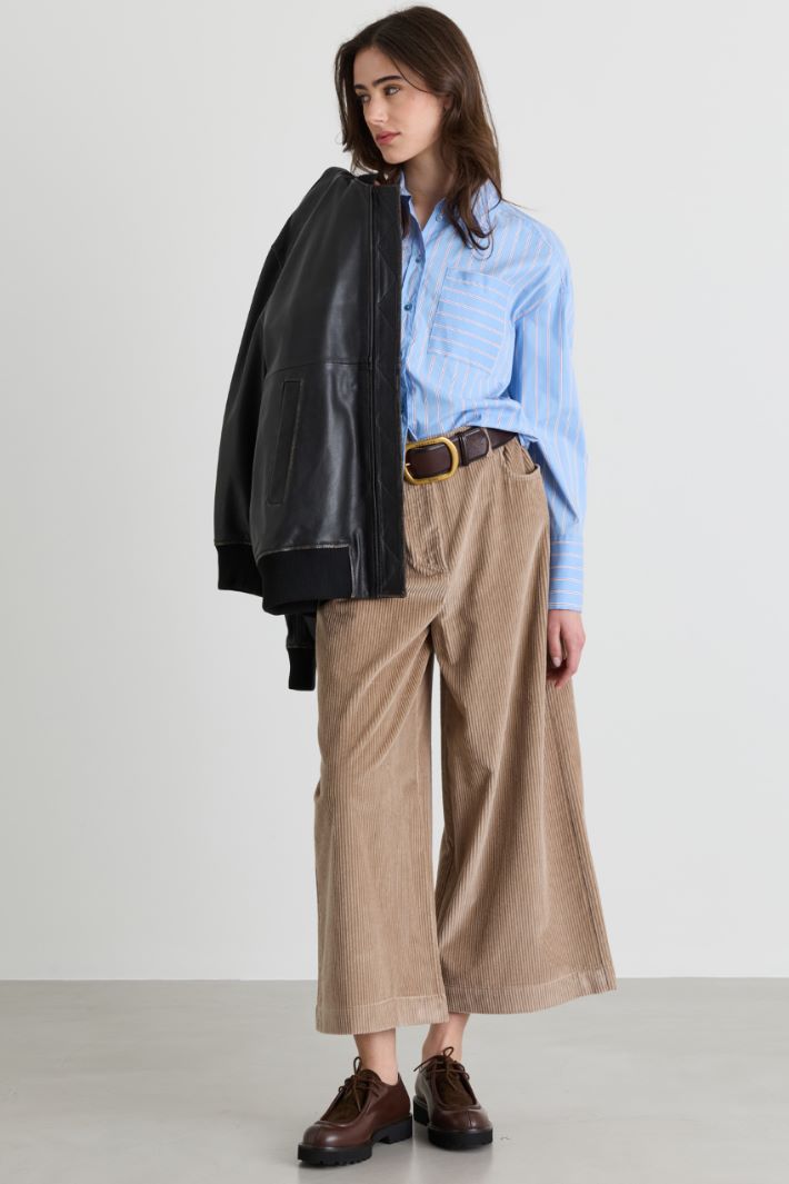 Camicia oversize in popeline - AZZURRO BIANCO ROSA - Intrend