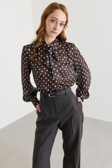 Polka-dot satin chiffon blouse - Intrend