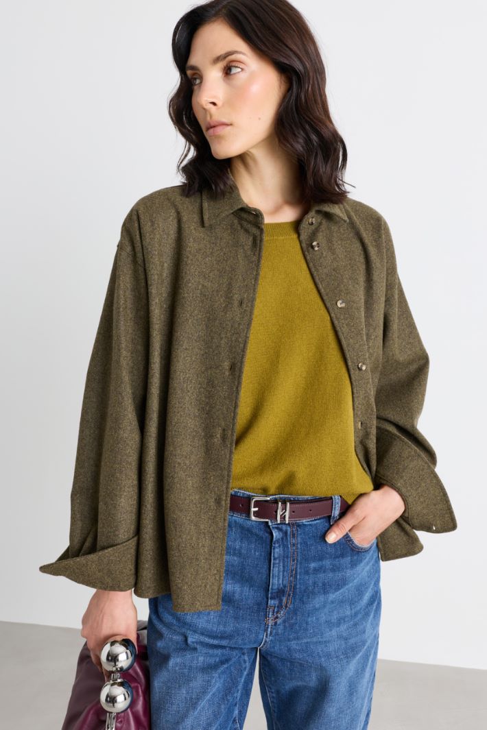 Camicia boxy in feltro - VERDE - Intrend - 2