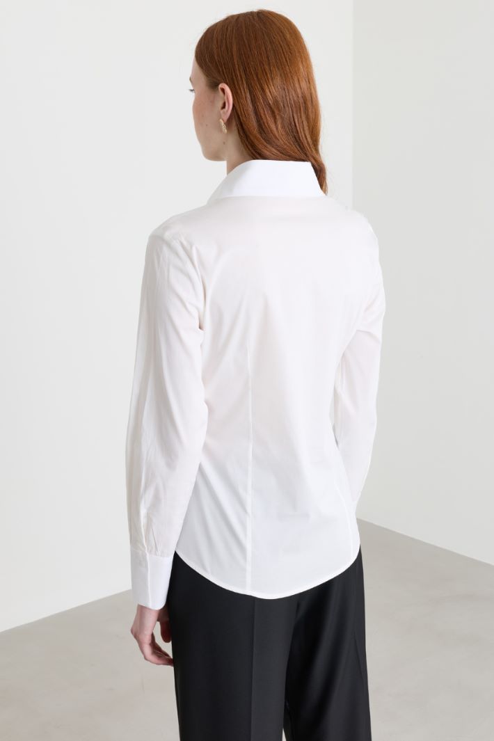 Camicia in popeline con ricamo gioiello - BIANCO - Intrend - 4