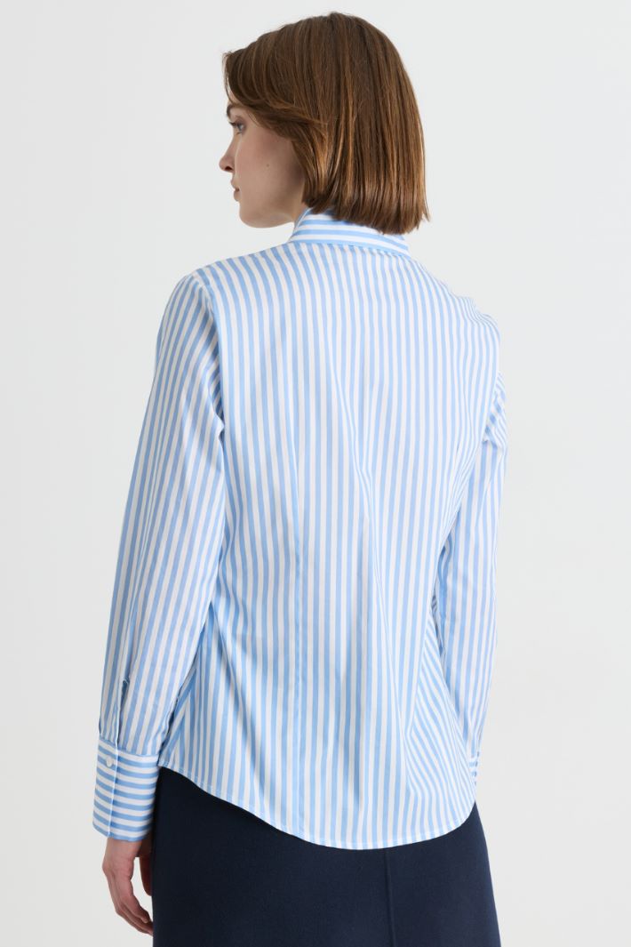 Camicia in popeline con ricamo gioiello - AZZURRO - Intrend - 4