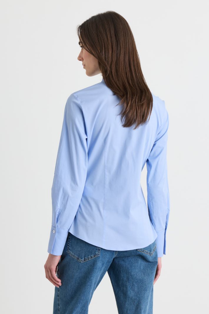 Camicia in popeline con ricamo gioiello - AZZURRO - Intrend - 4