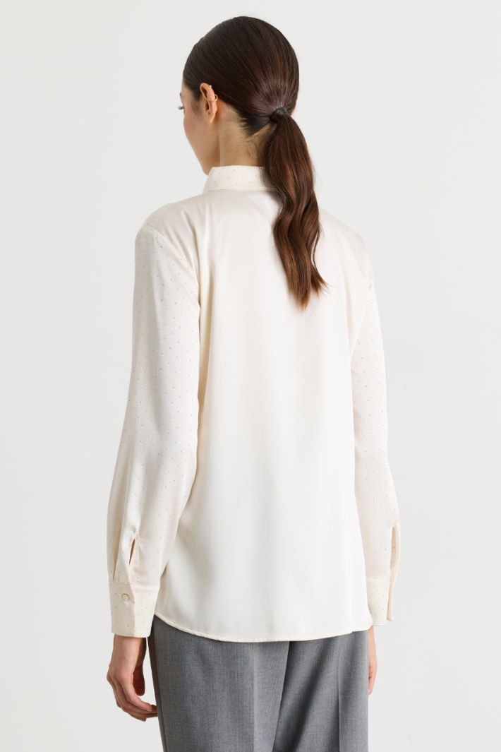 Rhinestone satin shirt - WHITE - Intrend - 4