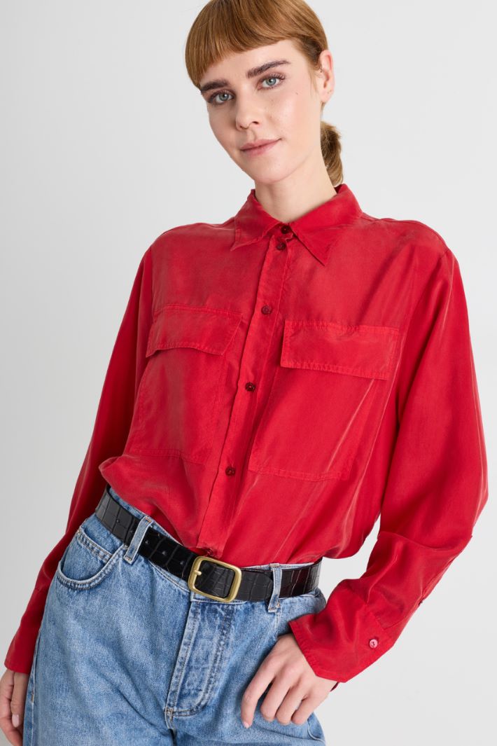 Camicia con maxi tasche - ROSSO - Intrend - 3