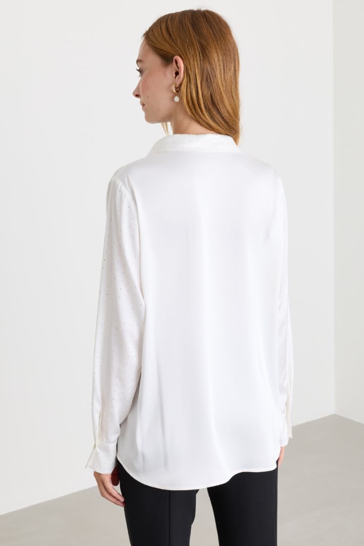 Lange Satinbluse - WEISS - Intrend - 4