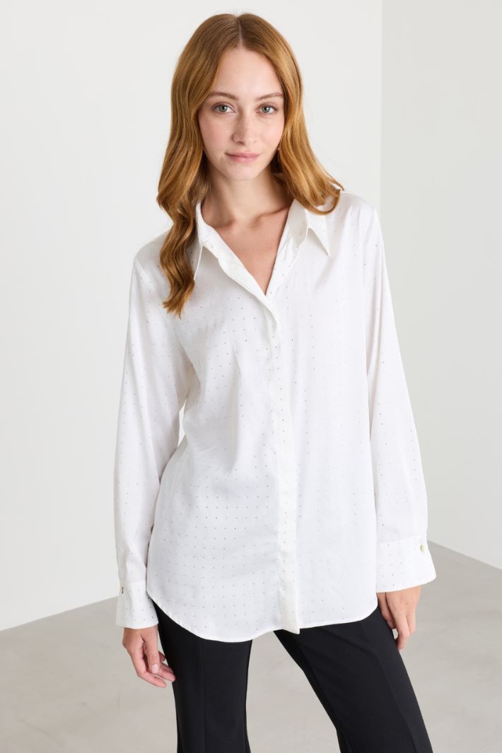 Lange Satinbluse - WEISS - Intrend - 2