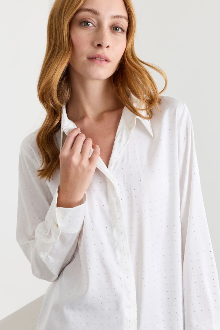Lange Satinbluse - WEISS - Intrend - 3