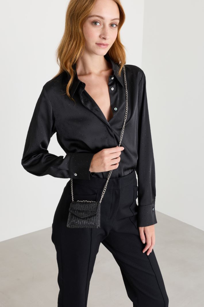 Blusa lunga in raso - NERO - Intrend - 2