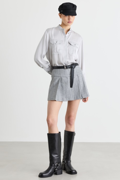 Blusa in raso con collo alla coreana - Intrend