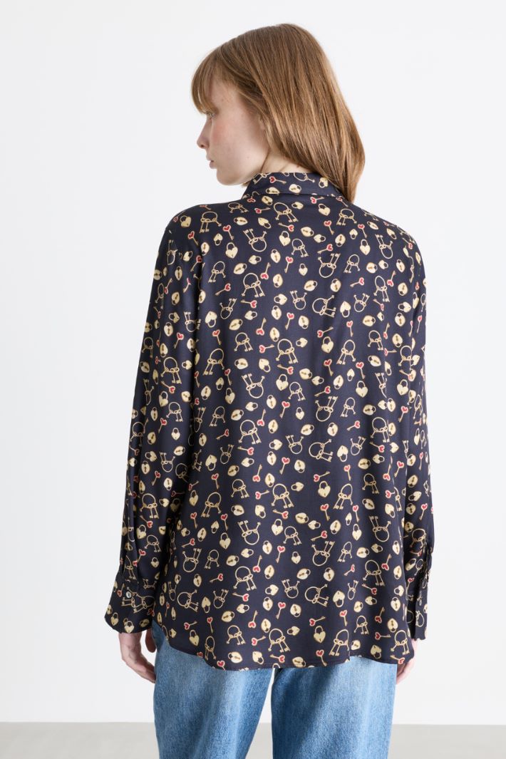 Camicia in twill stampato - BLU - Intrend - 4